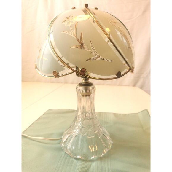 1940s-50s Frosted Glass Floral Lamp Dogwood Flower Base Art Deco Revival - Picture 13 of 13